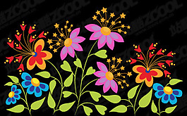 可爱的蝴蝶形花朵矢量素材