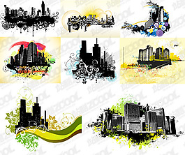 8的城市建筑主题插画矢量方向