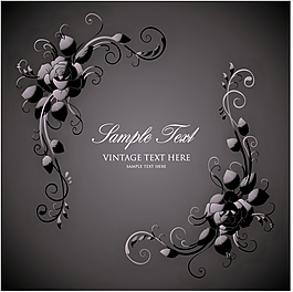 黑玫瑰花纹装饰矢量素材