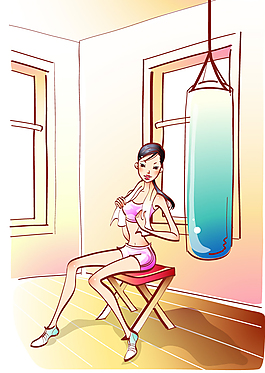 健身后坐着休息