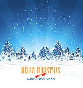 卡通圣诞雪景插画矢量素材