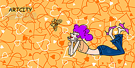 时尚潮流花纹美女矢量图