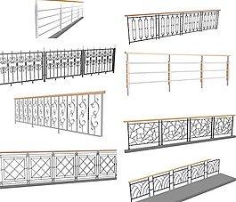 室外模型栏杆栅栏3d素材室外设计 34