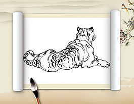 绘画老虎背面像