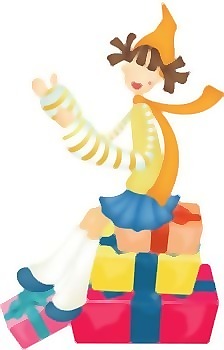 孩子站在最高的礼物