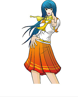 蓝发女生