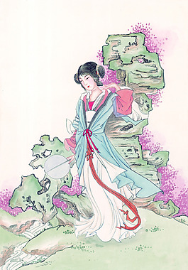 侍女国画