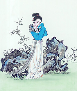侍女国画