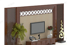 3D中式背景墙模型