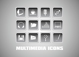 灰色的多媒体图标