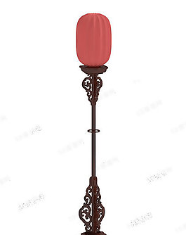 3D中式宫廷落地灯模型