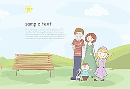 卡通背景与家庭矢量插画