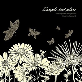 花朵蝴蝶矢量图