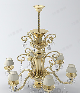 3D奢华欧式吊灯模型
