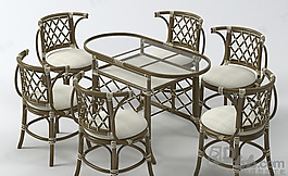 3D餐厅桌椅模型