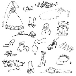 婚礼的可爱迷人的涂鸦