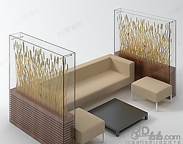 3D沙发茶几组合模型