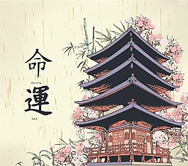 日本背景矢量插图