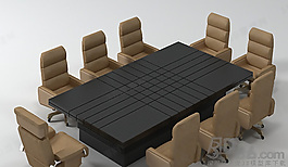 3D桌椅组合模型