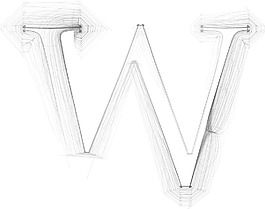 手绘字体字母W矢量插画