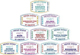 矢量格式的美国主要机场护照
