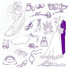 婚礼的可爱迷人的涂鸦