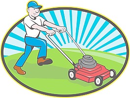 割草机园丁卡通人