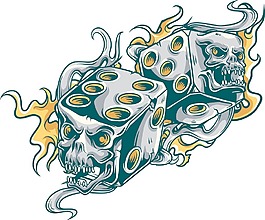 向量的T恤设计有骰子的火