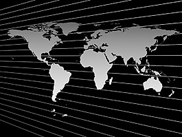 世界地图上分离的黑