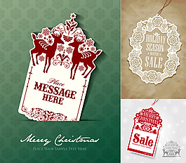 3款圣诞吊牌设计矢量素材