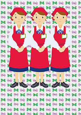 佩戴证件的服务员