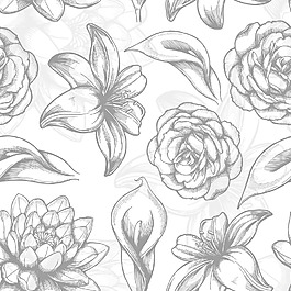 与老式的花朵图案矢量元素