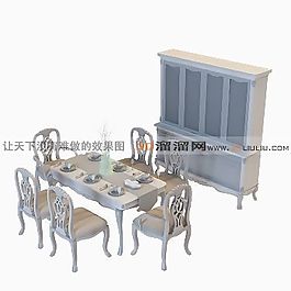 3D桌椅组合模型