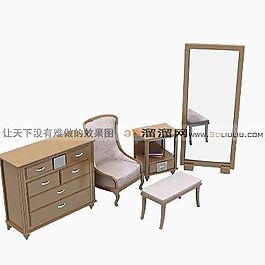 3D桌椅组合模型