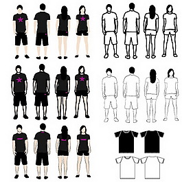 矢量T恤 TShirt 人物模板