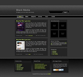 全黑色个人博客模板