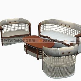 3D沙发茶几组合模型