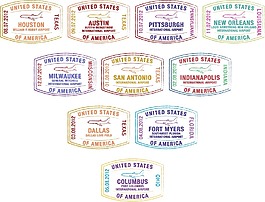 矢量格式的美国主要机场护照