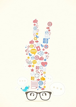 社会媒体插画矢量