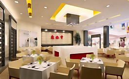 餐厅- 3，商业空间，餐厅，模型