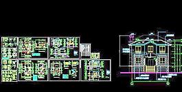 坡型地二层别墅建筑施工图 12x17