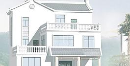 带露台三层农村自建房建筑施工图附效果图 10x9
