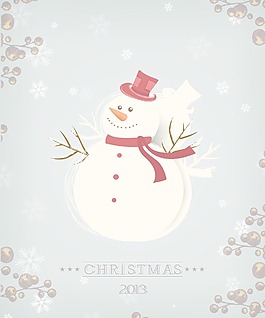 圣诞节插画矢量与雪人