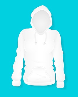 白人女性的连帽设计矢量插画模板
