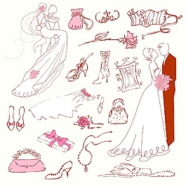 婚礼的可爱迷人的涂鸦