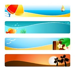 阳光海滩横幅banner矢量