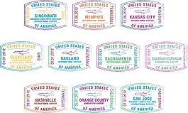 矢量格式的美国主要机场护照