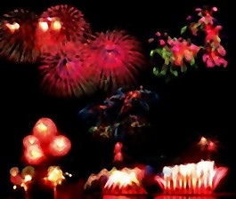 光明的节日烟花PSD