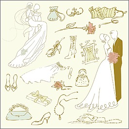 婚礼的可爱迷人的涂鸦