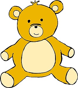 可爱的泰迪熊坐和微笑